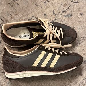 Adidas Dark Brown and Cream Retro Sneakers